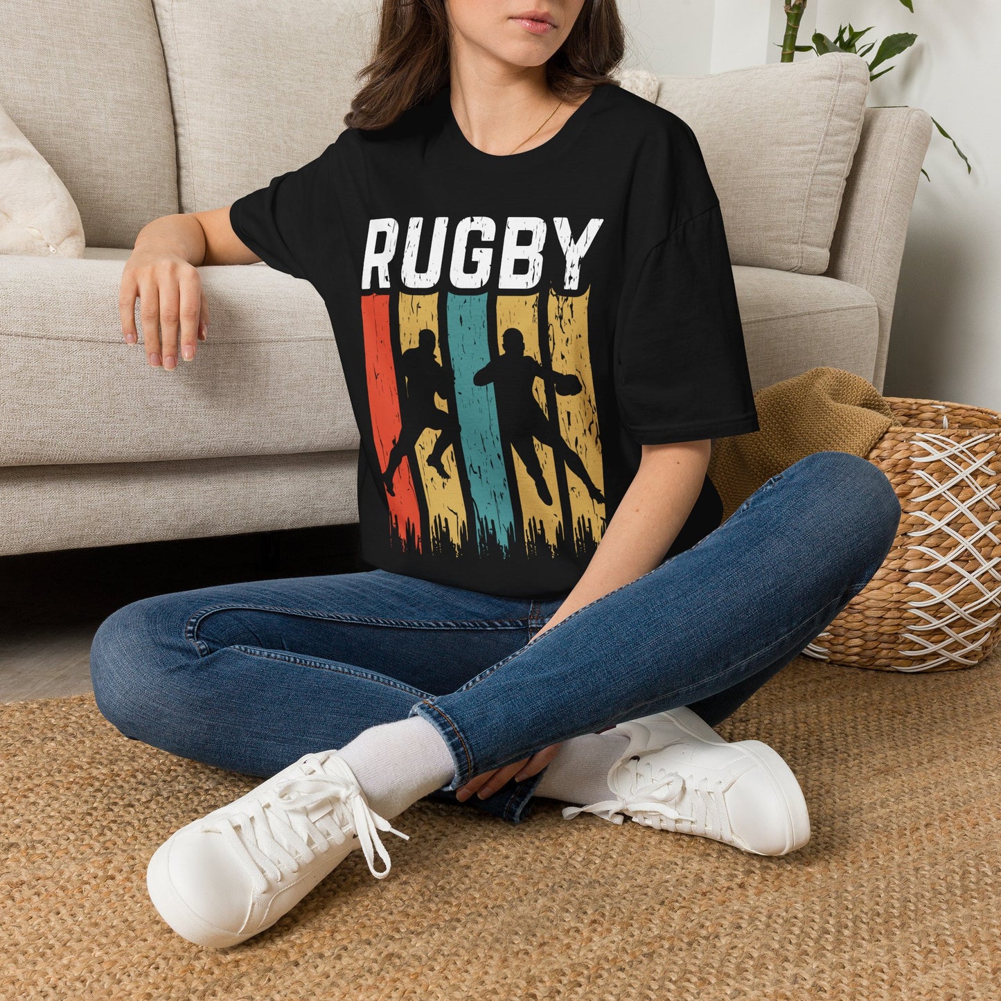 Retro Rugby Player Graphic T-Shirt