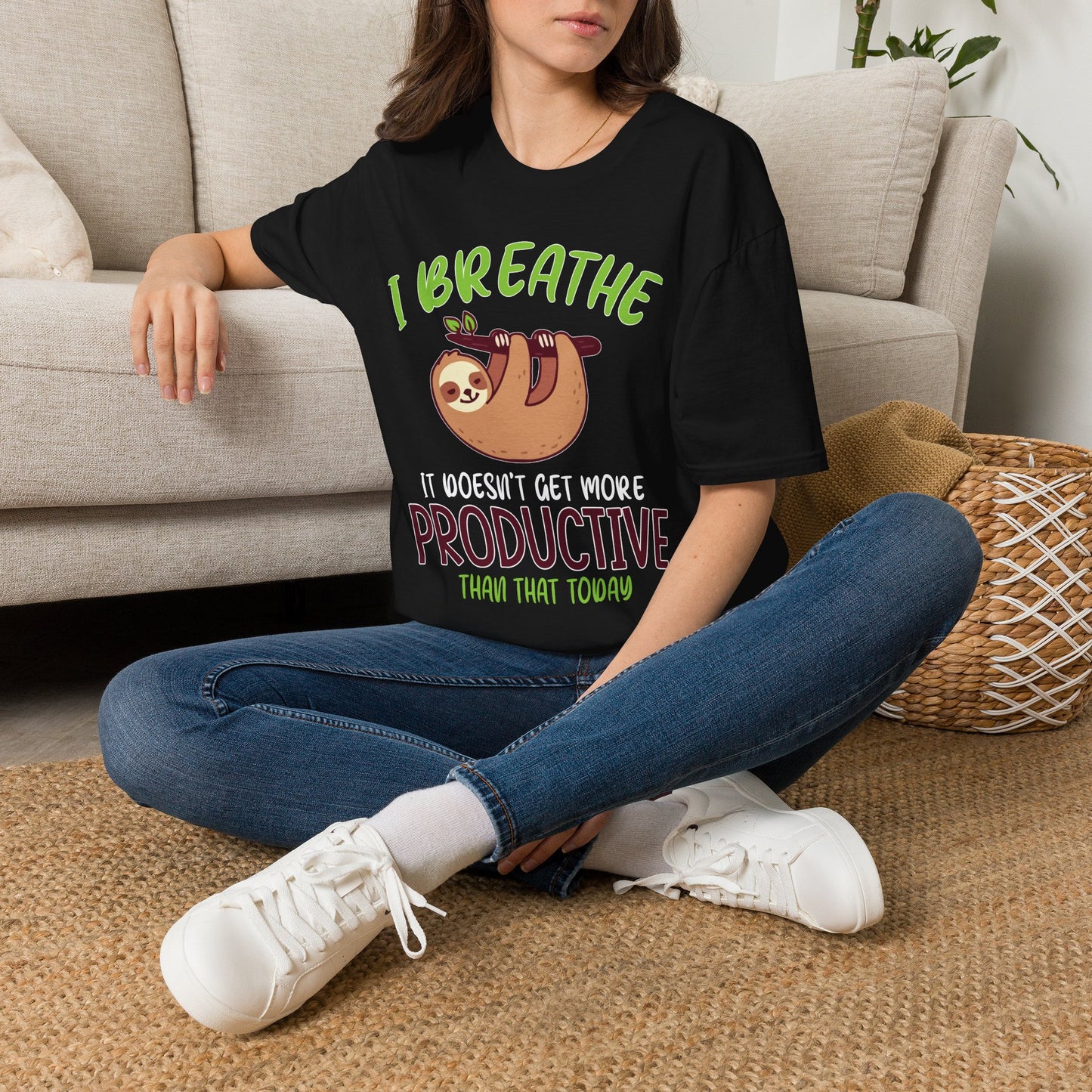 I Breathe Sloth Funny Graphic T-Shirt