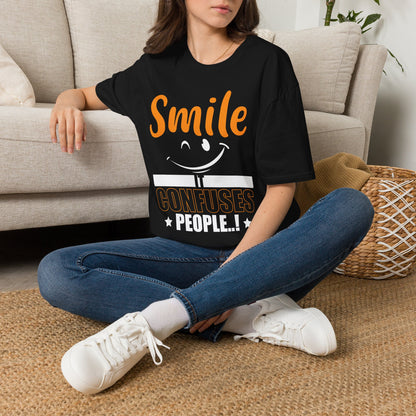 Smile It Confuses People Funny Graphic T-Shirt