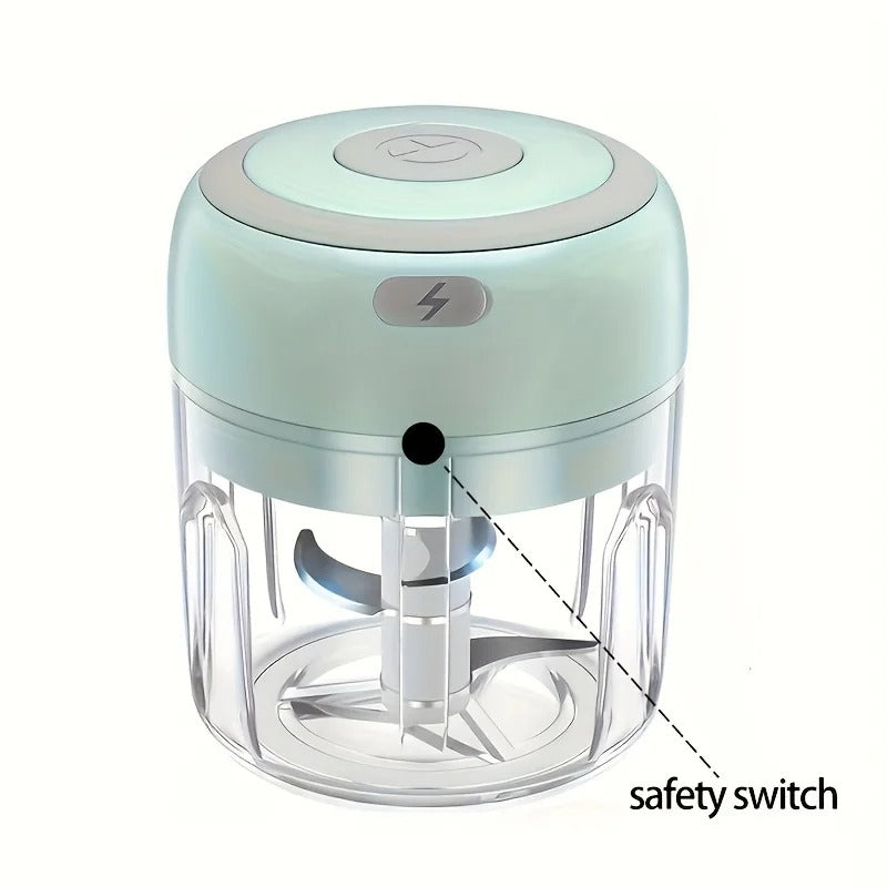 250ml Portable Electric Mini Garlic Chopper | USB rechargeable stainless steel blade Ideal for garlic ginger chili