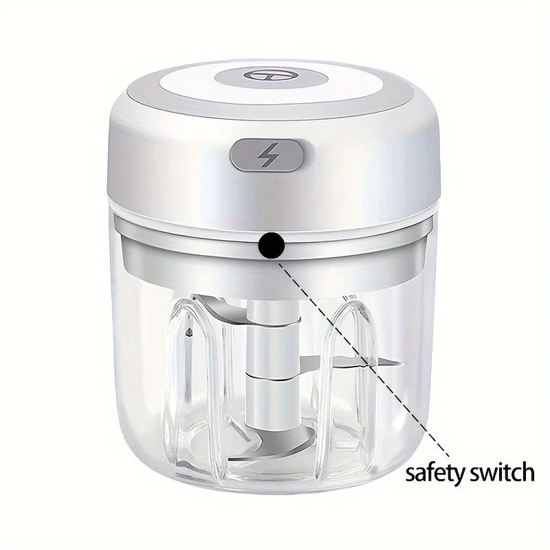 250ml Portable Electric Mini Garlic Chopper | USB rechargeable stainless steel blade Ideal for garlic ginger chili