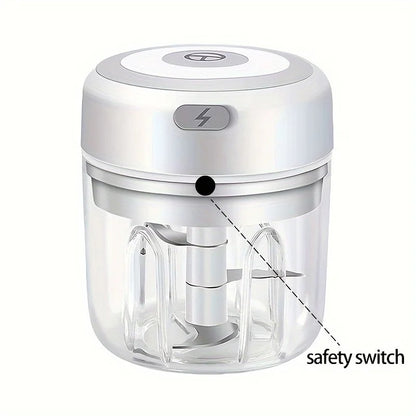 250ml Portable Electric Mini Garlic Chopper | USB rechargeable stainless steel blade Ideal for garlic ginger chili